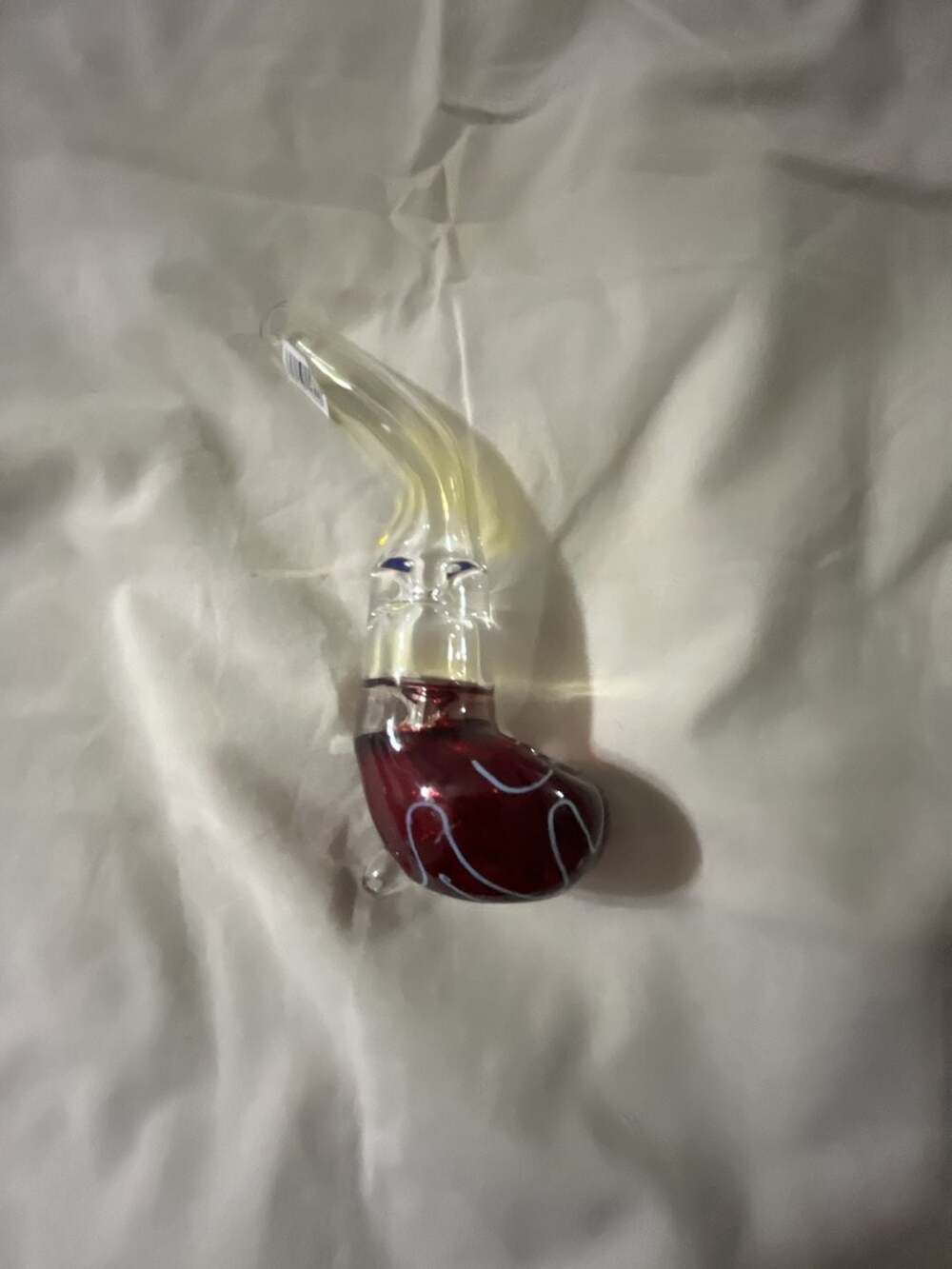 Red and Clear Glass Piece  with Swirl Design
